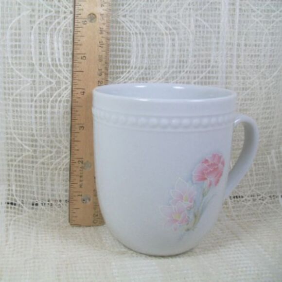 Ceramic Coffee Mug With Pink Flower and Inspirational Verse, Handmade Coffee Cup - Picture 4 of 5